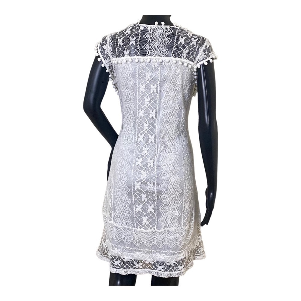 Knitted Laced White Fashion Summer Dress With Tassels. SZ L - Picture 2 of 14
